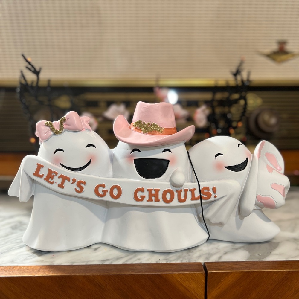 ✨NEW👻Goblin and Ghoul Let’s go Ghouls! Pink Cowboy Ghost Trio Decor👻 - Picture 3 of 11